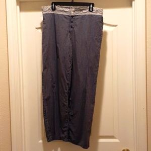 Calvin Klein Lace & Button Pinstriped PJ Pants